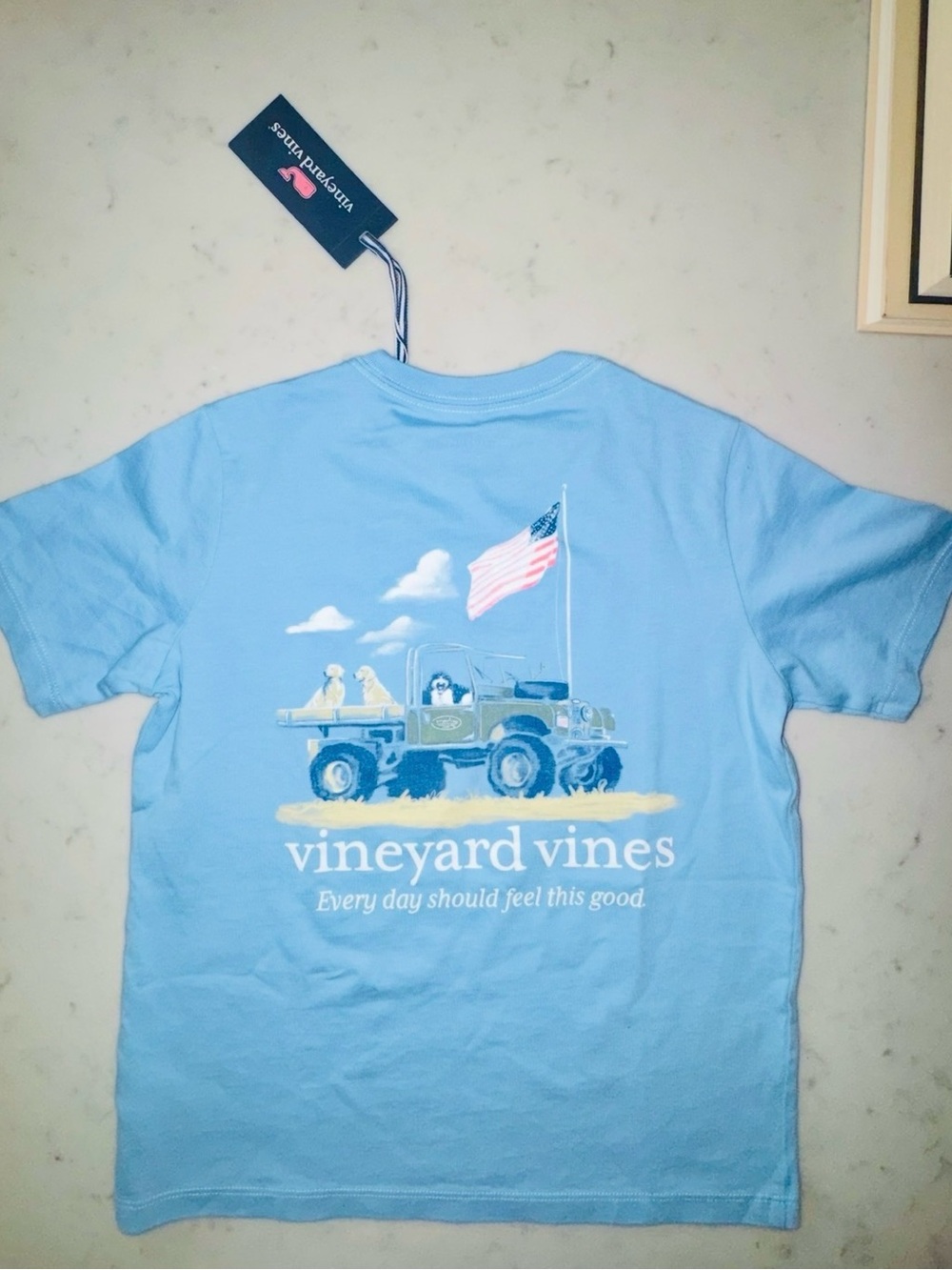 Vineyard Vines Boys Youth Light Blue patriotic Tee - Picture 3 of 3